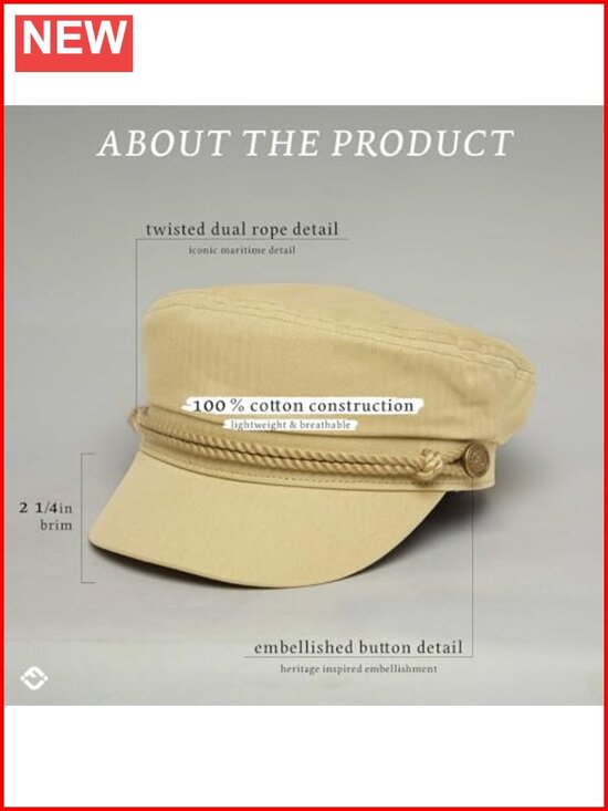 Women\'s 100% Cotton Greek Fisherman Newsboy Cap with Flat Top main image 5